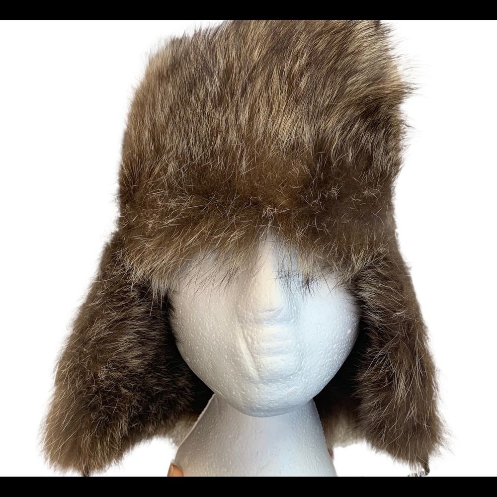 VINTAGE Russian Style Brown Fur Hat